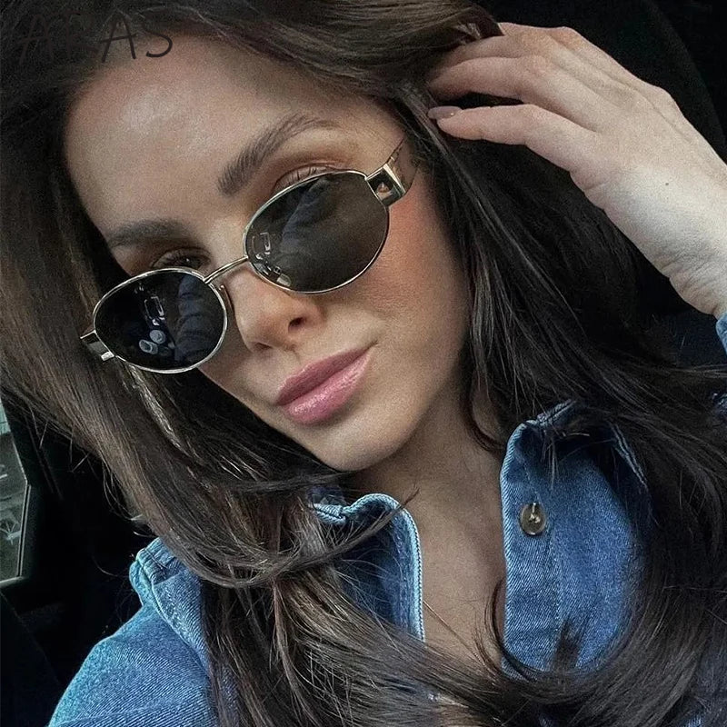 Metal Frame Oval Sunglasses