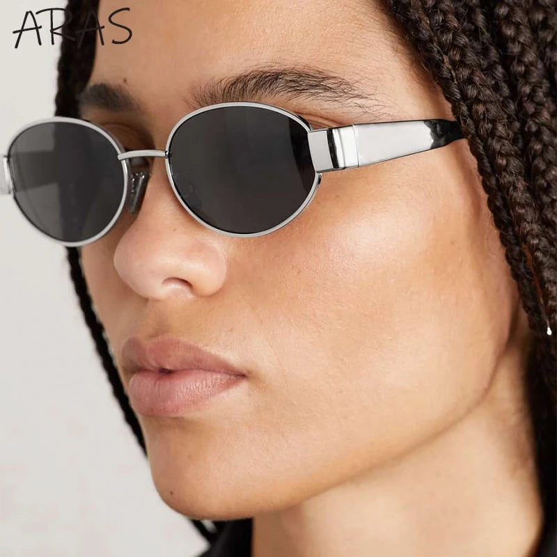 Metal Frame Oval Sunglasses