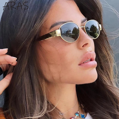 Metal Frame Oval Sunglasses