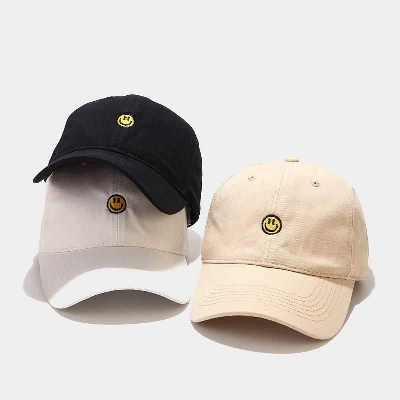 Smiley Face Embroidered Baseball Cap - 34 Threads