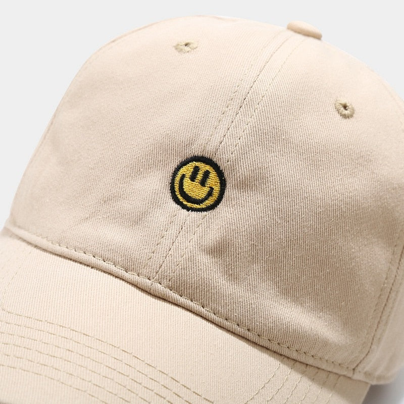 Smiley Face Embroidered Baseball Cap - 34 Threads