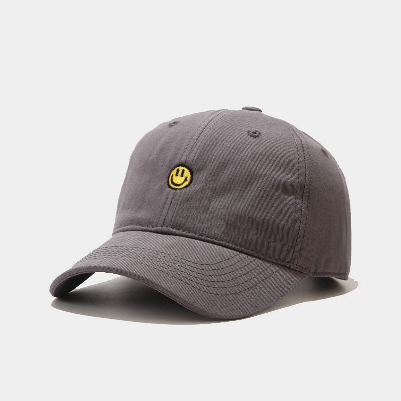 Smiley Face Embroidered Baseball Cap - 34 Threads