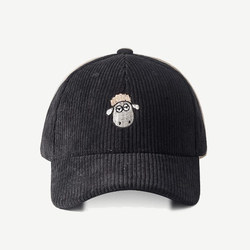 Corduroy Embroidered Sheep Cap - 34 Threads