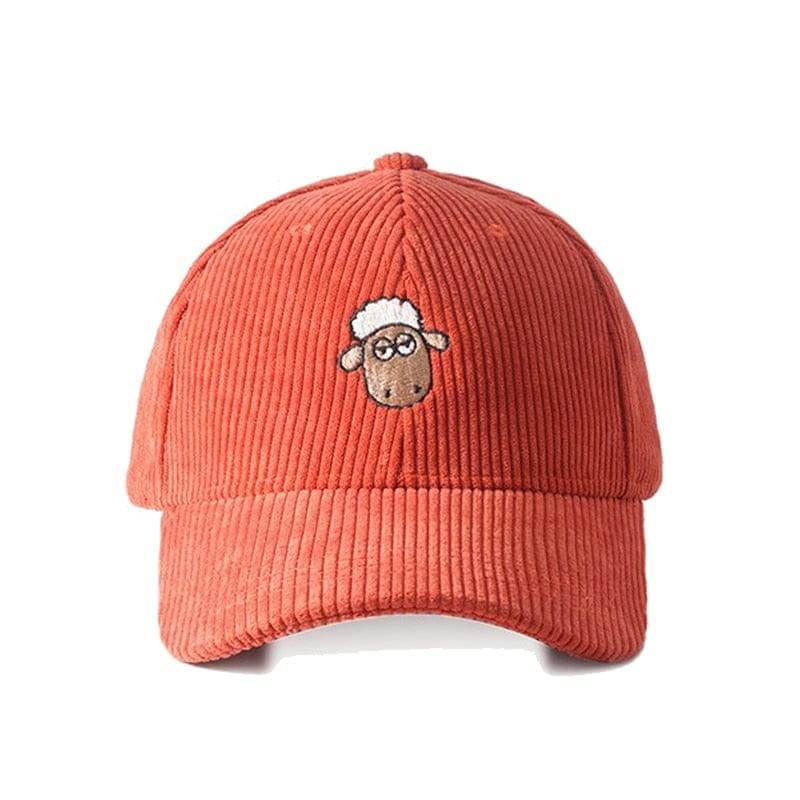 Corduroy Embroidered Sheep Cap - 34 Threads