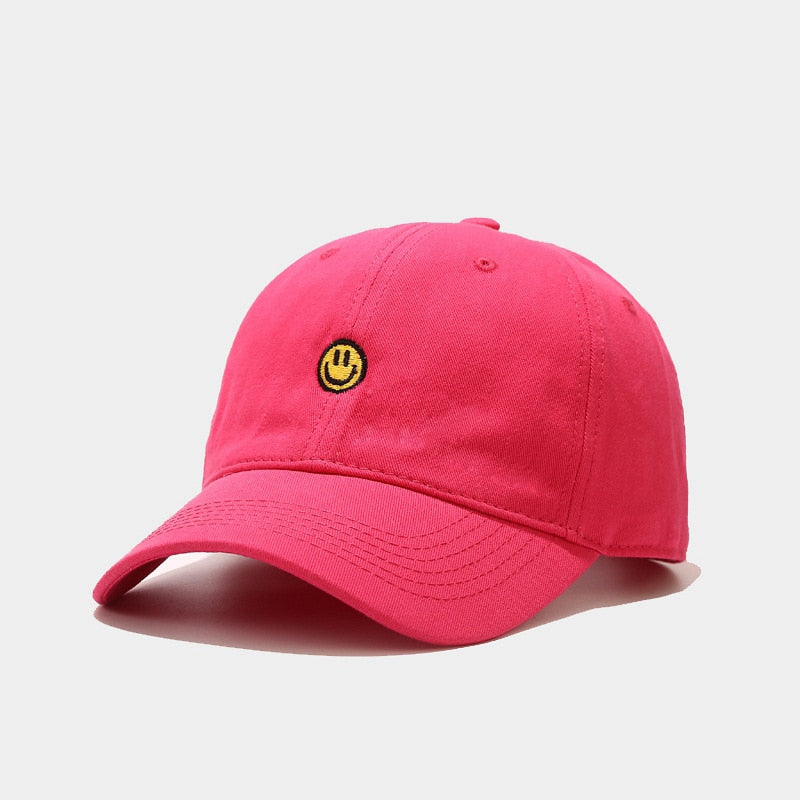 Smiley Face Embroidered Baseball Cap - 34 Threads