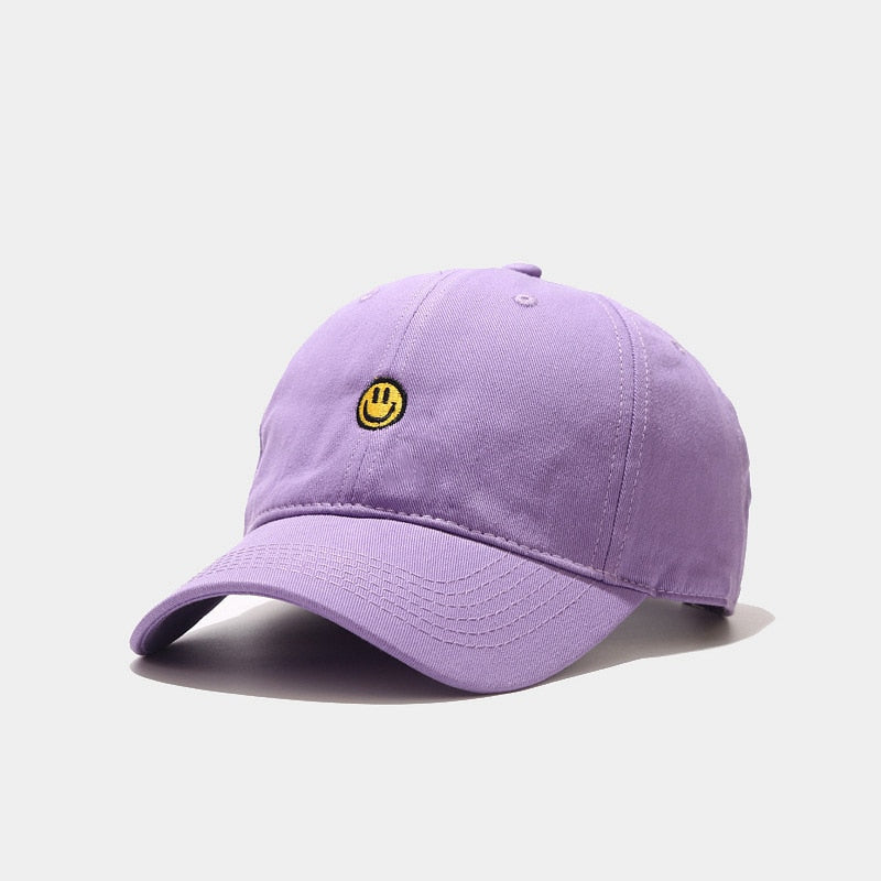 Smiley Face Embroidered Baseball Cap - 34 Threads