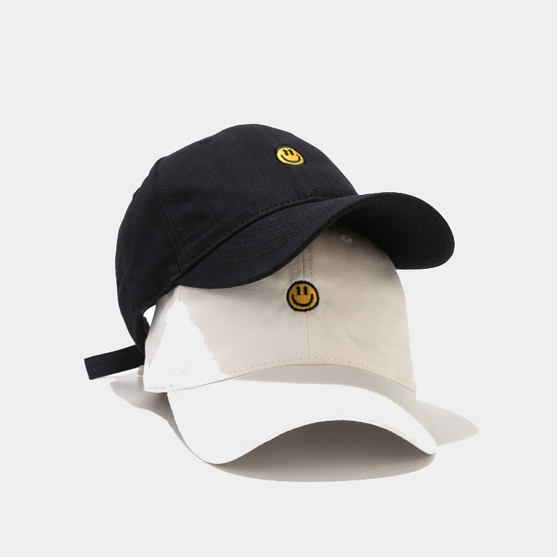 Smiley Face Embroidered Baseball Cap - 34 Threads