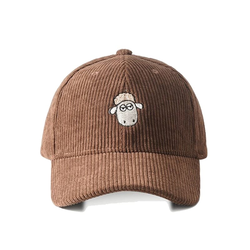 Corduroy Embroidered Sheep Cap - 34 Threads