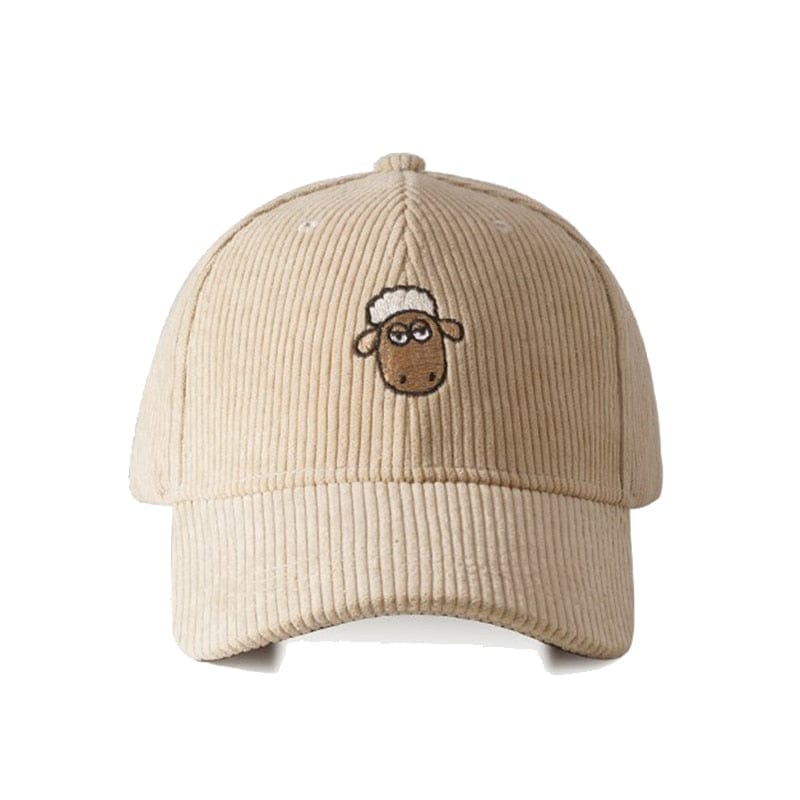 Corduroy Embroidered Sheep Cap - 34 Threads